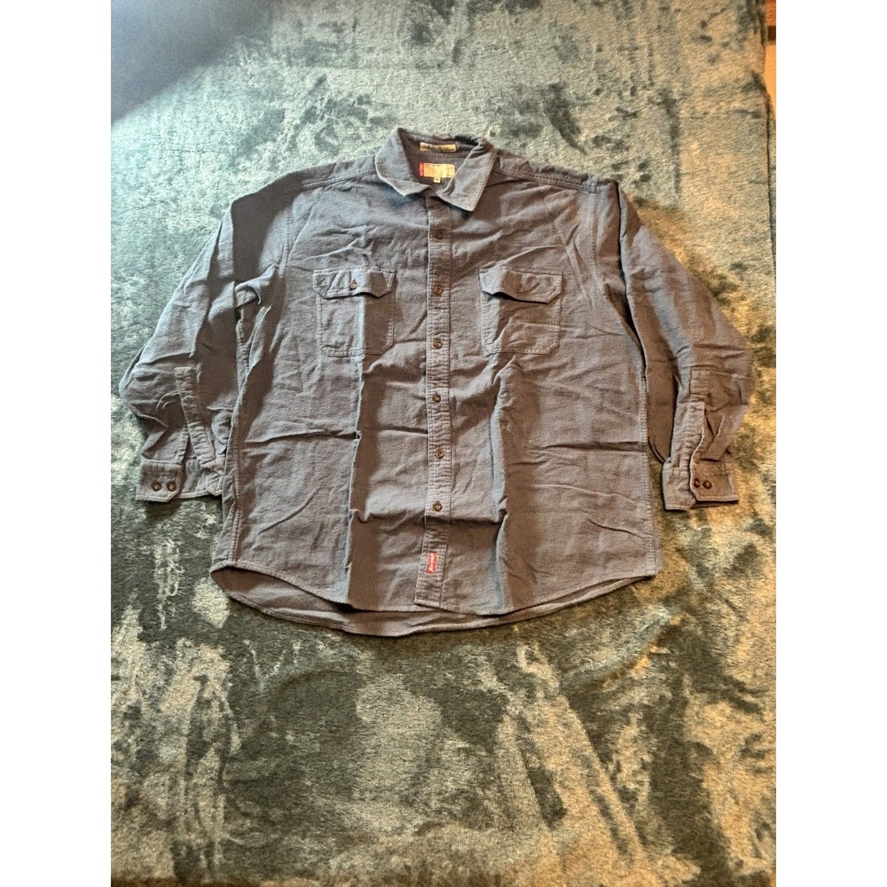 Levi's Mens Flannel Button Up Shirt XXL Blue Cotton Long Sleeve Regular Fit